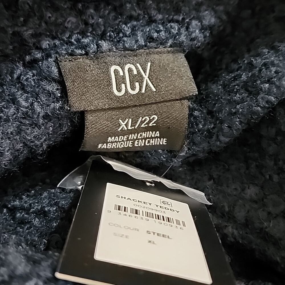City Chic CCX Teddy Shacke oversized steel blue sherpa style plus size XL 22 NEW - Picture 7 of 9
